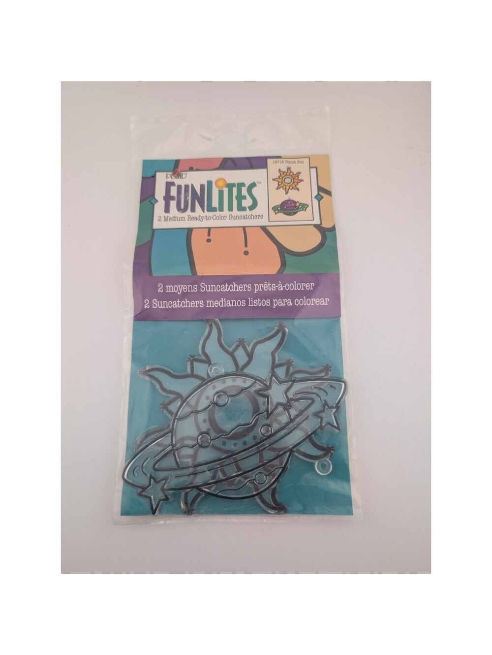 Plaid Funlites Sun Catchers Ready To Color Saturn Sun Planet Vintage 1997 16716